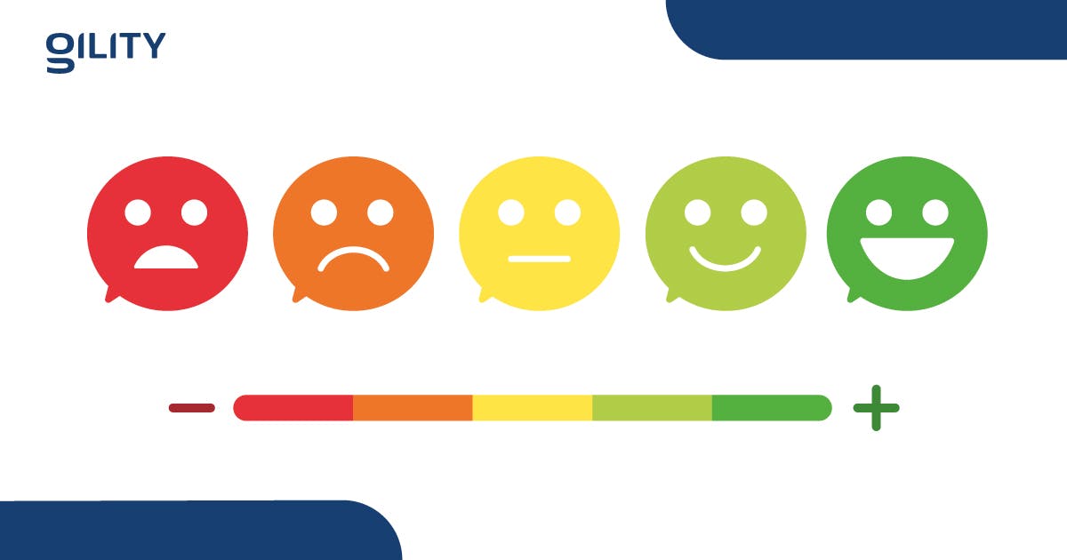 clipart di una scala di felicità rappresentata da emoji colorate, dal rosso al verde
