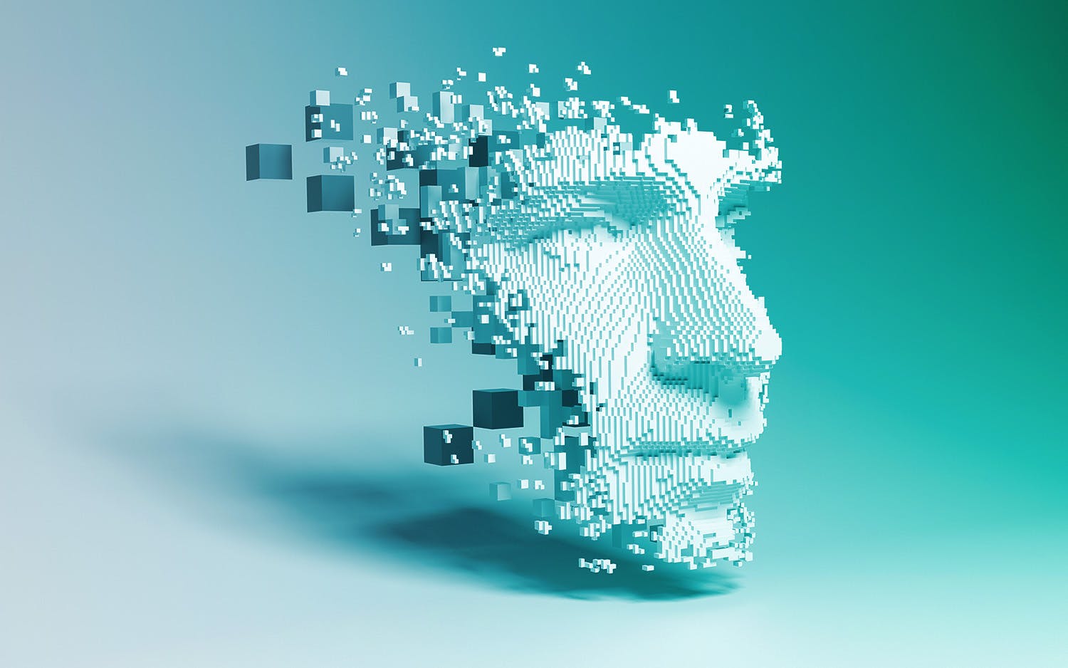 Volto digitale che simboleggia l'innovazione in HR tramite intelligenza artificiale