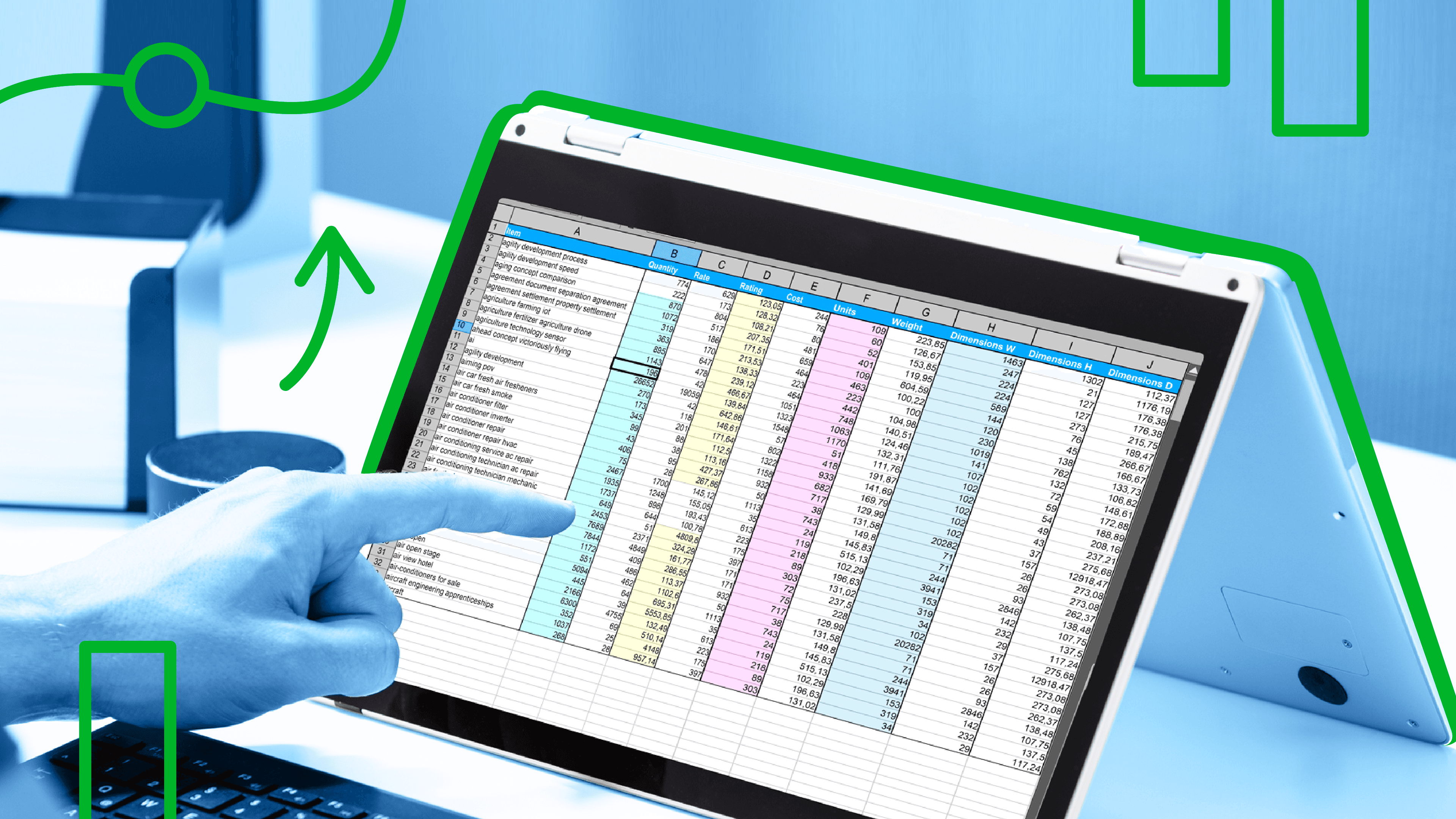 Persona che lavora su foglio Excel, con focus sul monitor