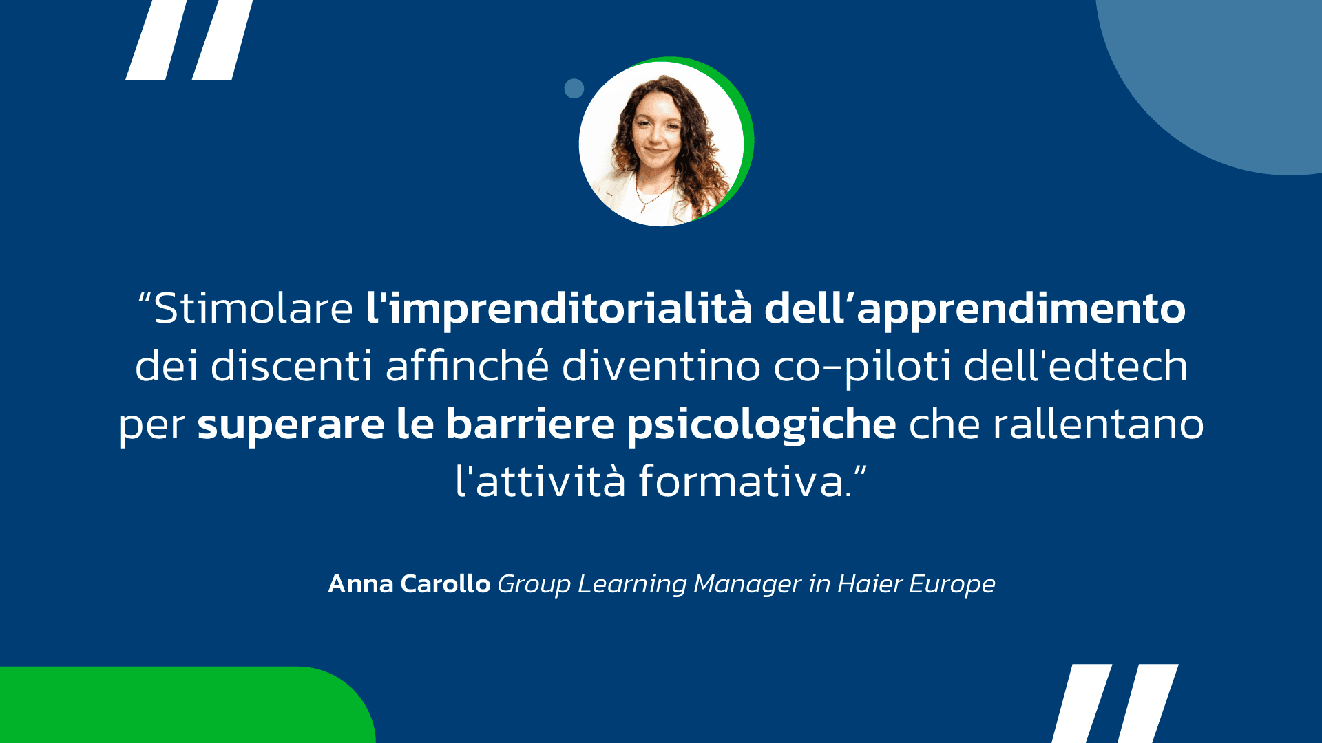 Citazione di Anna Carollo su educazione e barriere psicologiche